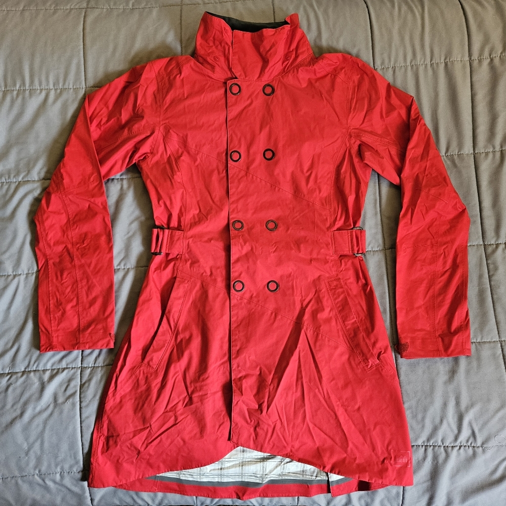 REI Elements E1 Women's Red Kyoto Trench Coat/Windbreaker/Rain Jacket Size XS